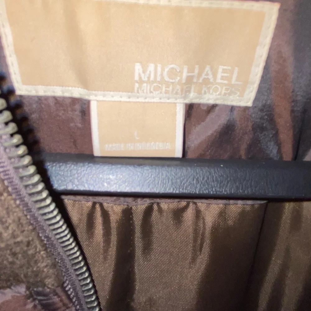 Michael Kors winter jacket brown with leather trim